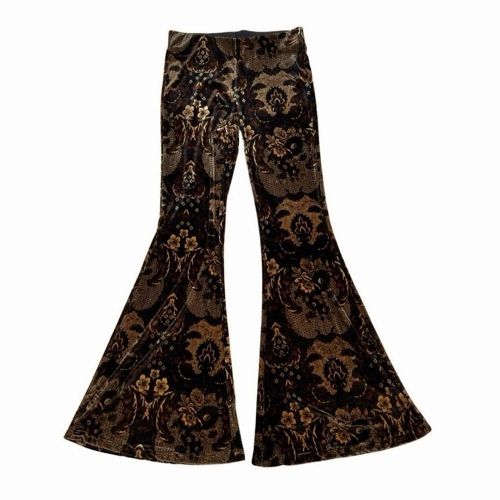 SOLD [on depop] Free People Maura Velvet Burnout Flares XS Boho Bell Bottom Pant